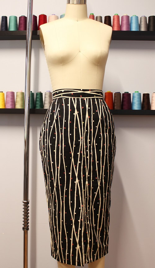 High Waisted Polka Dot Stripe Slit Skirt