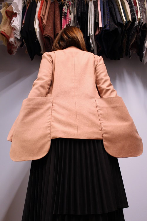 Pink Wool Double Over-sized Patch Pocket Blazer