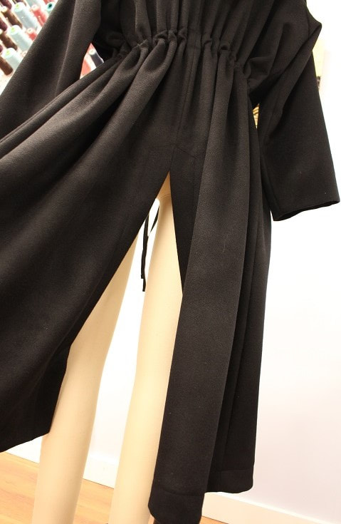 Black Hooded Wool Coat