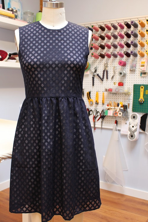 S Threads Upcycled Lace Collar Polkadot Dress Size Medium