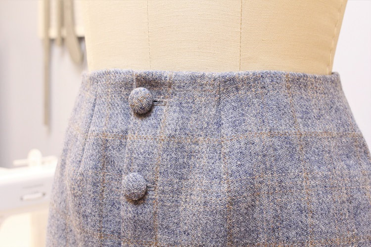 Plaid Button-Up Skirt