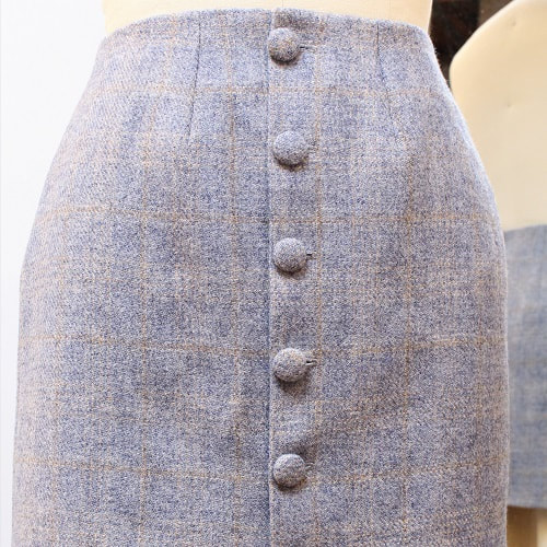 Plaid Button-Up Skirt